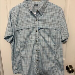 L. Bean Mens Outdoor Vented Fishing Hiking Outdoor Shirt Sz L Blue Plaid NWOT